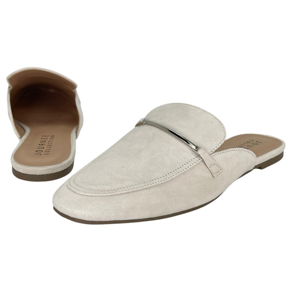 Journee Collection Ameena Cream Microsuede Womens Mules Size 8.5M - Picture 8 of 11